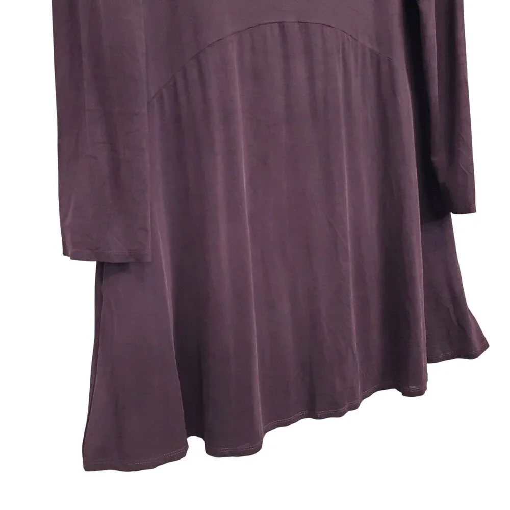 Dolan Left Coast Size M Dress Long Sleeve Silky Swing V Neck Relaxed Fit Pockets - Picture 9 of 11